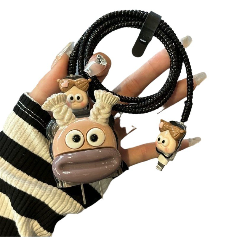 Применимо к уродливой и милой Apple iPhone15promax зарядная головка чехол diy20 Вт кабель для передачи данных 14 анти-сломанный