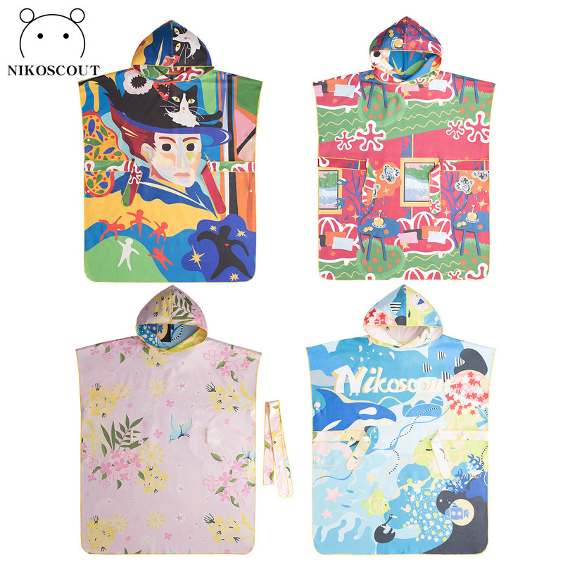 Quick-Drying Towel for Travel and Vacation, Beach Towel, Swimming Bathrobe, Portable Poncho, Quick-Drying Bath Towel for Adults and Girls