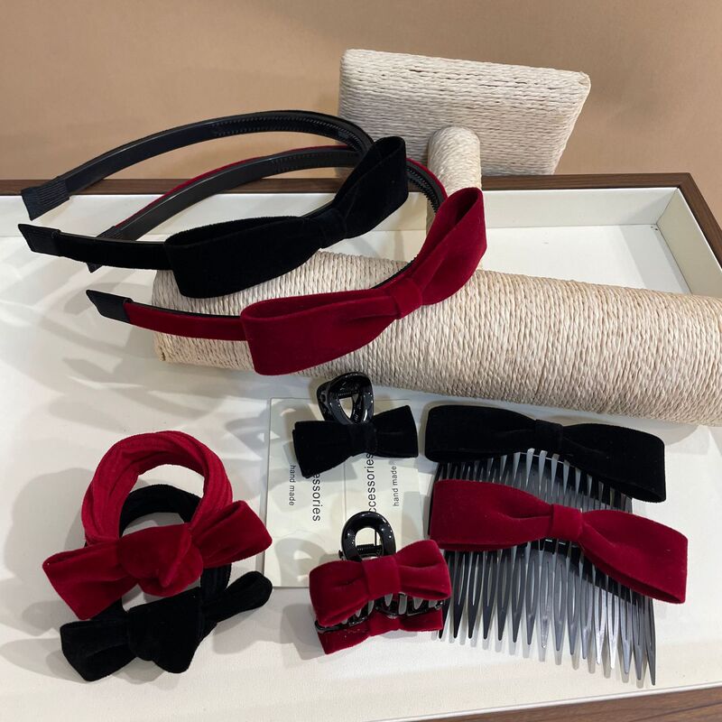 New Trendy Velvet Bow Hair Tie Autumn and Winter Headband Hair Accessory Stylish Girl Headband Boutique Hair Accessory