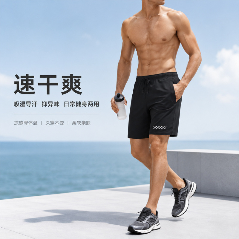 Amazon Cross-Border Sports Basketball Shorts for Men, Summer Drawstring Pocket Gym Shorts, Quick-Dry Training Running Shorts