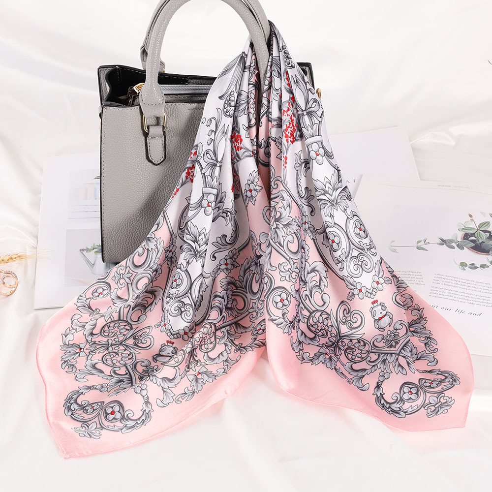 Women's Gender Women's Elegant Streetwear Color Block Stripe Satin Silk Scarf