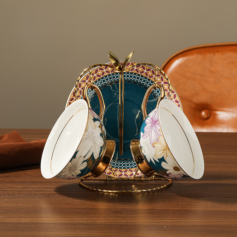 Conjunto de tazas y platos de café de porcelana de hueso, tazas de té de la tarde, caja de regalo de cumpleaños, regalo de boda.