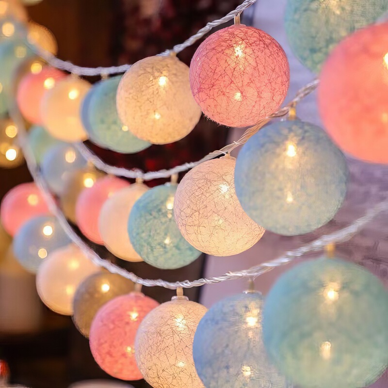 Cross-Border Led Cotton String Lights Outdoor Camping Children's Tent Atmosphere Lights Wedding Party Decoration Birthday