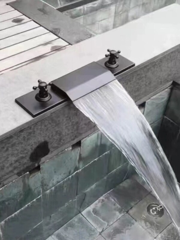 All-Copper High-Flow Concealed Valve Hot Spring Spa Faucet Hotel Guesthouse Bathtub Outlet Duckbill Waterfall Faucet