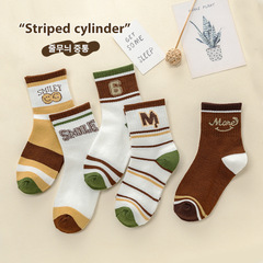 兒童襪子秋冬復古字母中筒襪男女童潮襪透氣新款春秋嬰兒寶寶襪子