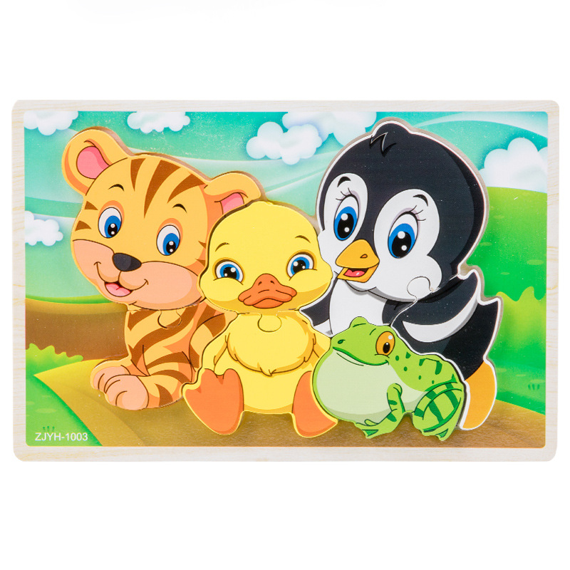 Puzzles de madera tridimensionales bloques de juguetes de construcción para niños 1 1 2 - 3D años y medio 6 niños niñas educación temprana