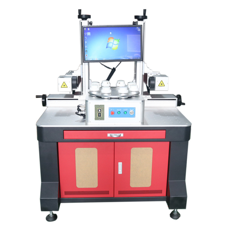 20w多工位双头激光打标机激光电源插座刻字光纤激光打标机