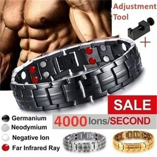 Hot sale Amazon wish cross-border jewelry detachable double row magnetic therapy men's bracelet European and American couple bracelet