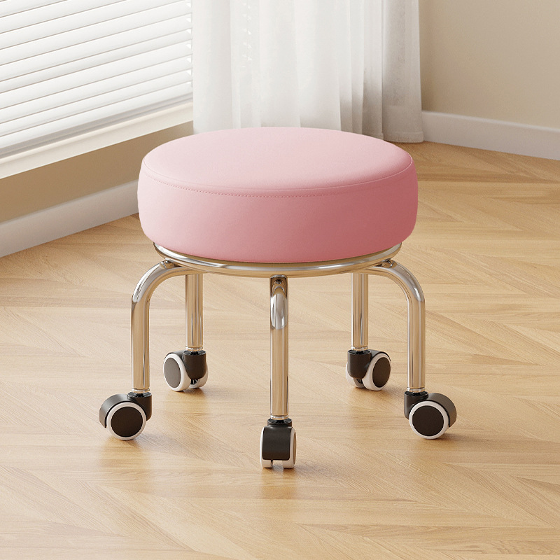 Polia doméstica taburete bajo rueda universal pequeño taburete silencioso rotativo taburete redondo móvil con artefacto moderno y simple