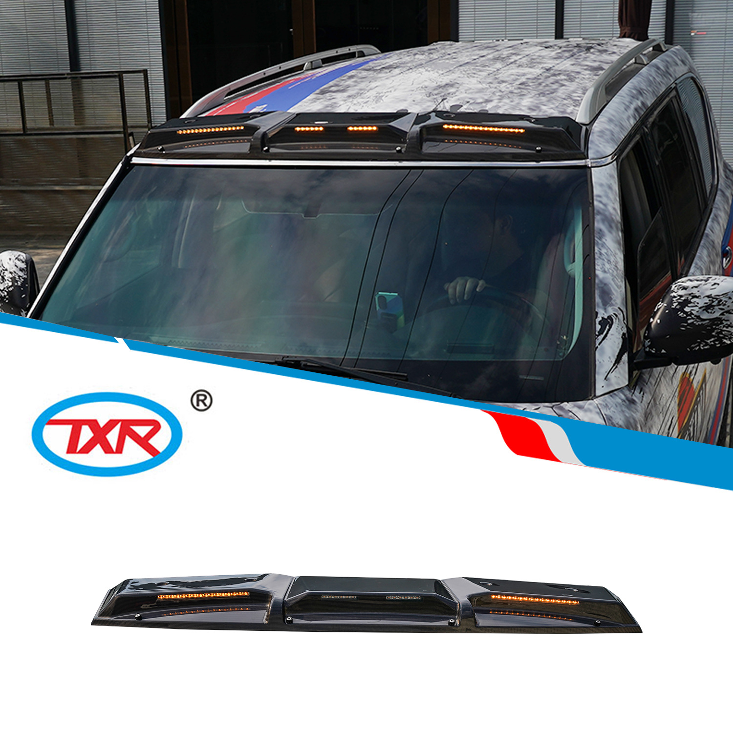 Adecuado para Nissan Patrol Patrol coche luz de techo foco modificación de la cubierta de la máquina del motor y62 accesorios de cubierta de piedra antiarena