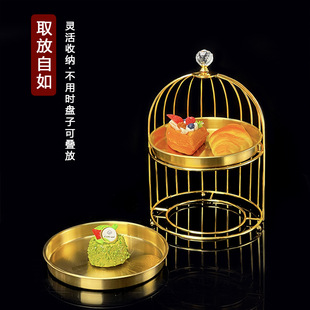 Creative Bird Cage Ornaments Food Display Rack Korean-style Barbecue Shop Plate Storage Rack Double-layer Cake Fruit Dim & Cake Plate