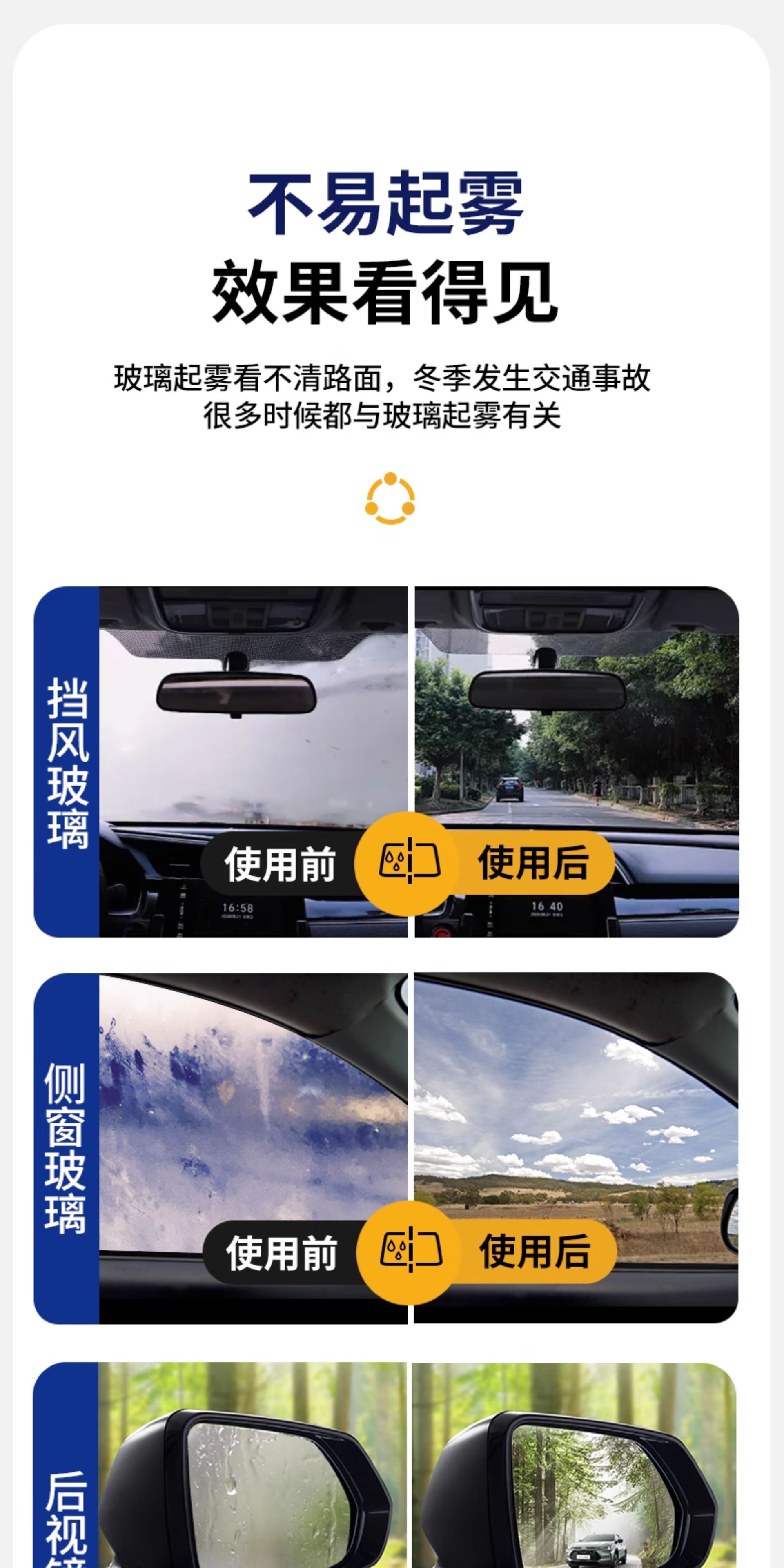 Rearview Mirror Car Rainproof Spray Anti-Fog Agent Rainy Day Waterproof Car Window Glass Oil Film Removal Spray Artifact