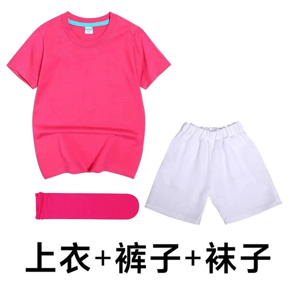 Rose red T+white shorts