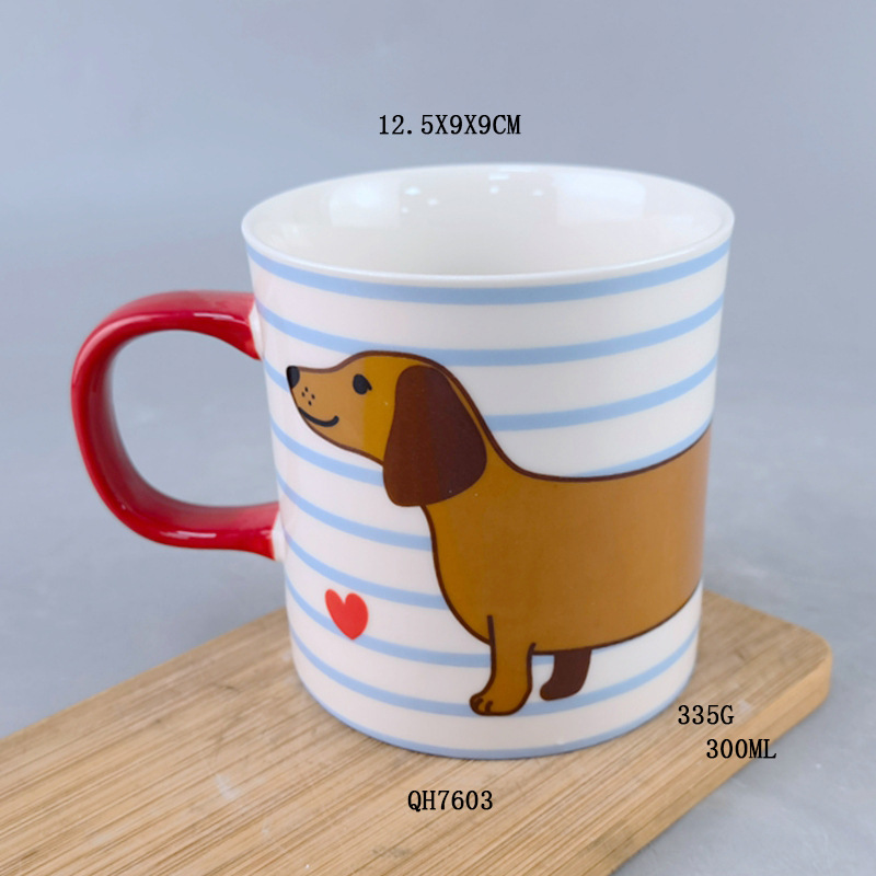 Caricatura extraña taza de cerámica de agua de perro de madera casera taza de leche encantadora pareja marca taza regalo creativo de cumpleaños