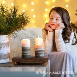 木制香薰蜡展示底座装饰桌面摆件可堆叠木制支架实木底座