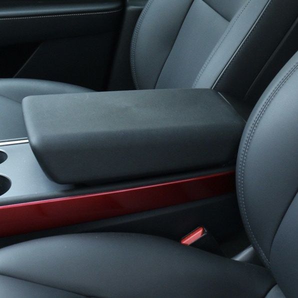 Tesla Armrest Box Cover for Tesla Model 3 Y Refresh - Interior Accessories (Armrest box pad) - old-m3y-black-steering-wheel-shift