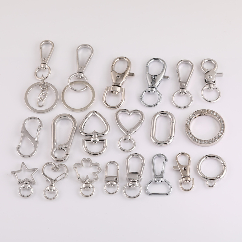 White K zinc alloy multi-style keychain collection diy handmade homemade car pendant luggage connection buckle small accessories White K zinc alloy multi-style keychain collection diy handmade homemade car pendant luggage connection buckle small accessories