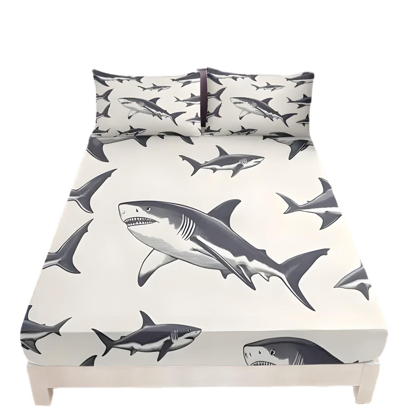 TEMU / JIT transfronterizo tiburón marino suave tema de impresión digital de alta definición cama de cama cama de cama de cama