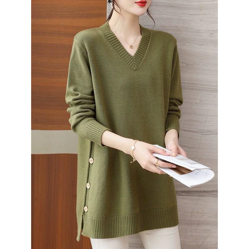 Женская одежда большого размера 2-300 фунтов осенью и зимой свободные свитера с длинными рукавами