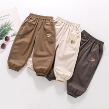夏季新款男童纯棉布裤中小童卡通简约宽松束脚裤儿童潮品弹力长裤