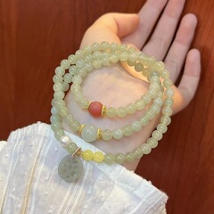 オリジナルデザインの天然晴水と田玉多輪ブレスレットの女性新中国式復古風瑪瑙の手串レンコンのペンダント