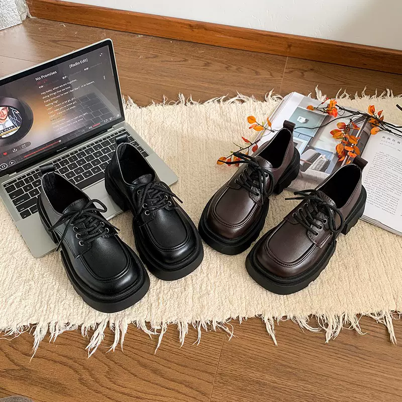 厚底英伦风小皮鞋女2024新款秋季黑色乐福鞋女鞋配裙子玛丽珍单鞋
