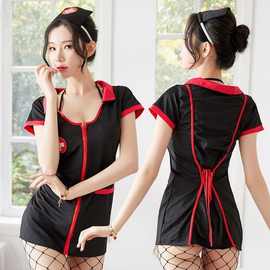 新品情趣内衣女三点式性感护士套装诱惑职业大码护士服代发