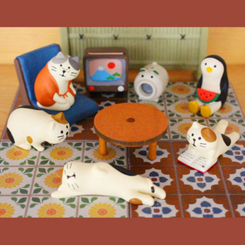 일본 ZAKKA 식료품 INS 크리 에이 티브 생일 선물 책상 서점 장식품 수지 고양이 미니어처 장식품