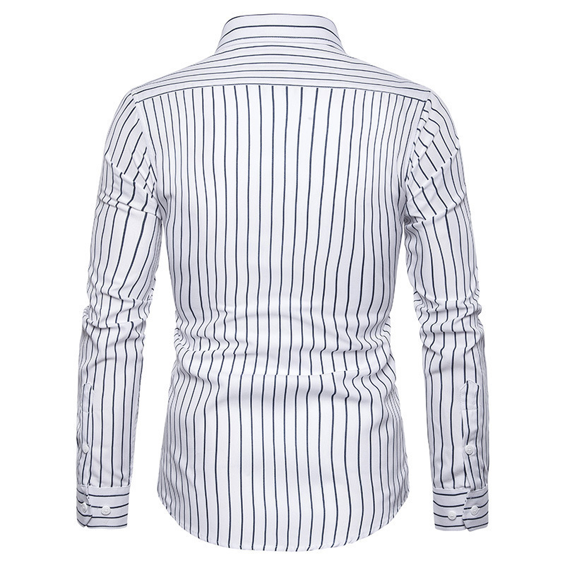 Camicia a maniche lunghe a righe da uomo casual slim autunno 2023_voghion.com