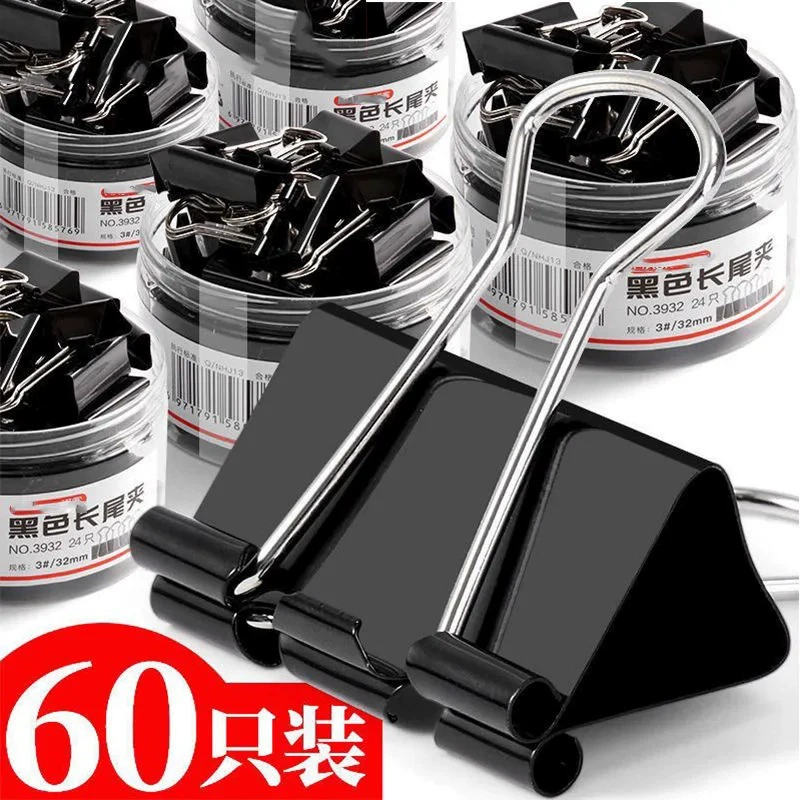 Черный зажим с длинным хвостом Маленький средний и большой зажим для Ласточкин хвост Зажим для билетов Документ Железный зажим для билетов Сильный зажим Фиксированная папка