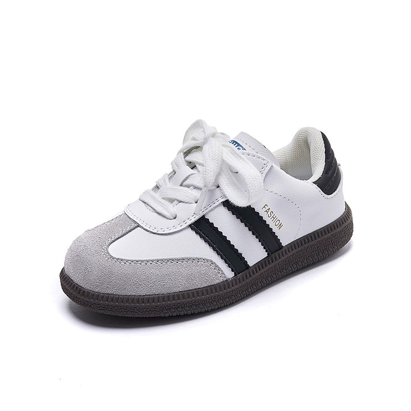 Spring children's white shoes for boys, non-slip casual footwear, trend of season, genuine leather