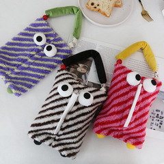 Beautiful elements, high-looking hanging car tissue box, creative little monster internet celebrity tissue box, diagonal stripe tissue bag