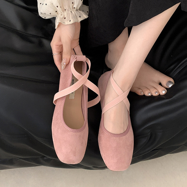 Elegant fuchsia fashionable summer Mary Jane shoes low-cut flat