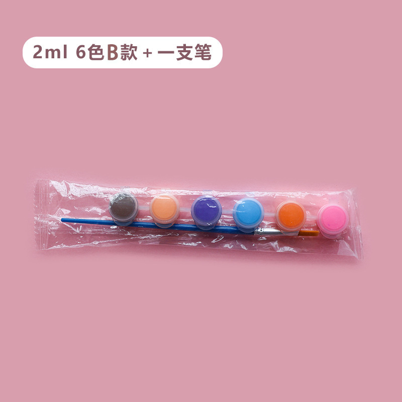 批发儿童丙烯颜料12色套装6连体学生美术画画涂色石膏娃娃颜料条