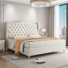 法式轻奢实木床美式现代简约意式主卧双人公主奶油风床