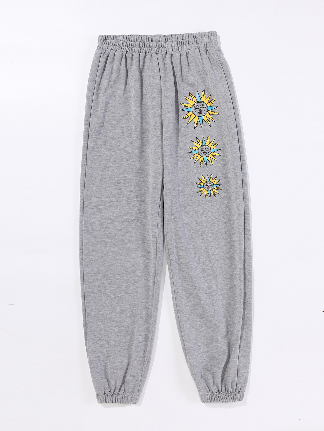 Straight Printed Tight Waist Sweatpants NSJM114323