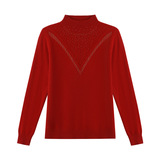 洋气中老年羊毛衫打底衫女式半高领妈妈装秋冬纯毛针织衫，女装针织衫/毛衣，妃慕昵服饰