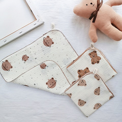 Ins Korean version floral four-layer cotton gauze baby face wipes, baby feeding wipes, spit-up rags, children's small handkerchiefs