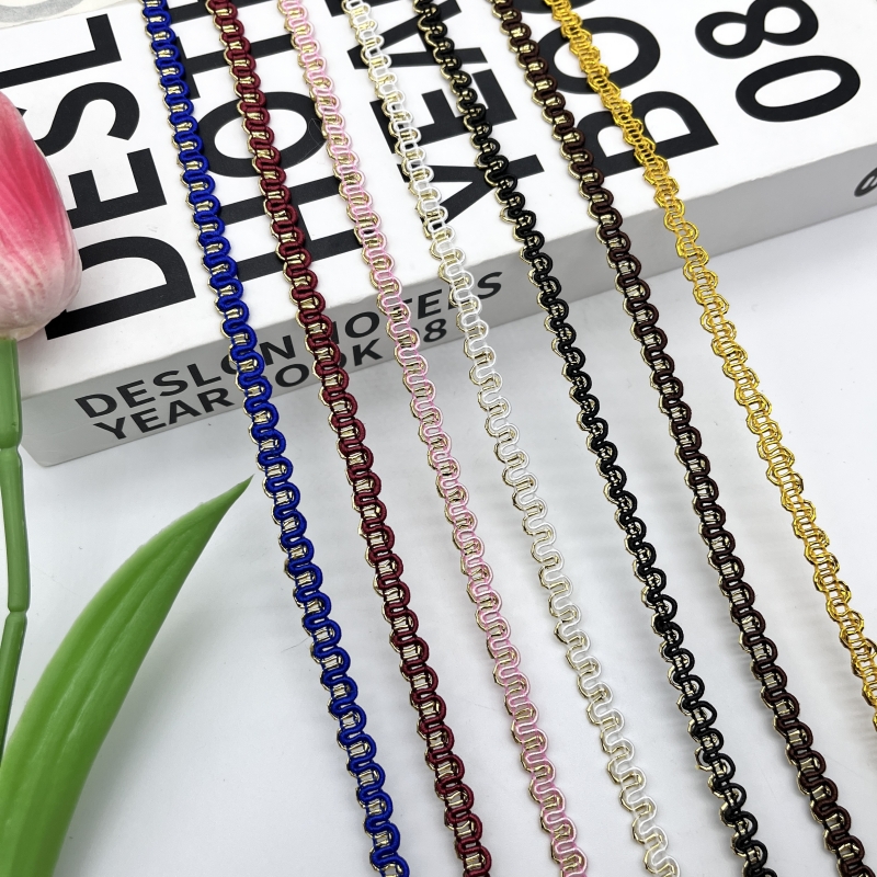 5米价小细边金银丝弯曲花边手工DIY门襟小香风花边娃衣头饰