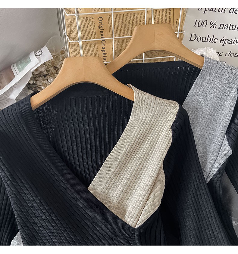 Aria Basics Women's Slim Fit V-neck Knit Pullover European Style_voghion.com