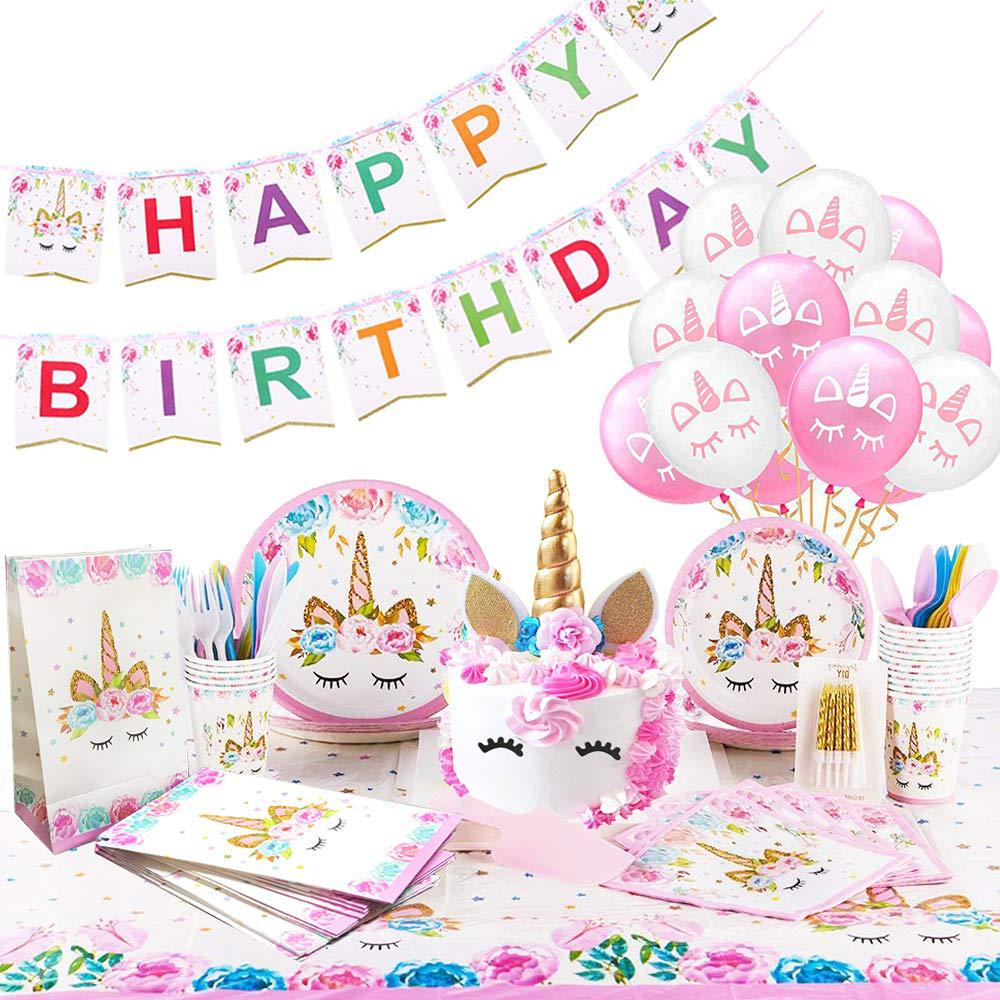 Fiesta de unicornio traje fiesta de cumpleaños traje desechable Placa de papel taza de papel tejido unicornio decoración del partido