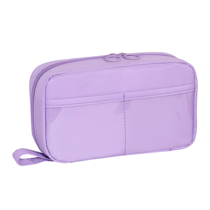 Bolso de lápices volcánico transfronterizo de 5 capas Bolso de lápices de estilo simple para estudiantes de escuela primaria Bolso de papelería resistente a las manchas de gran capacidad Estilo ins de alto valor