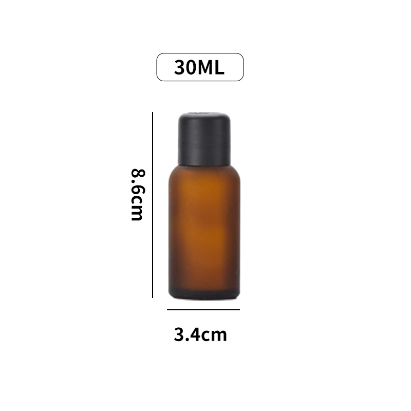 Spot 10ml botella de aceite de aceite de vidrio esmerilado marrón, tapa de cabeza antirrobo, botella de subembalaje cosmético, muestra de luz oscura, botella vacía