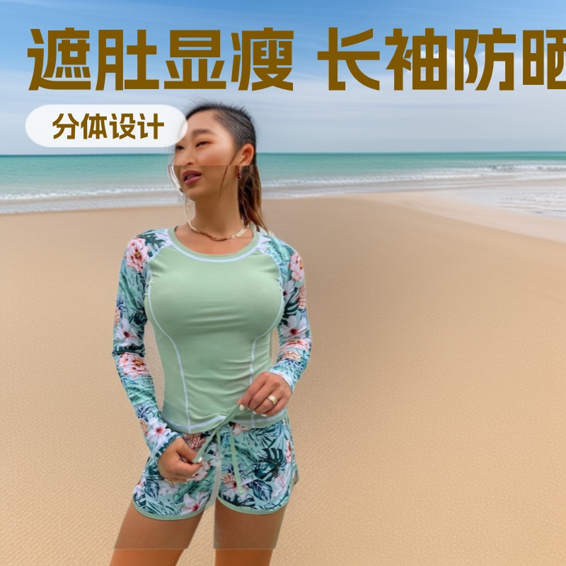 26 New European and American Style Large Bust Bikini Swimsuits for Women, Conservative and Sexy Printed Two-Piece with Flat Bottoms for Hot Springs