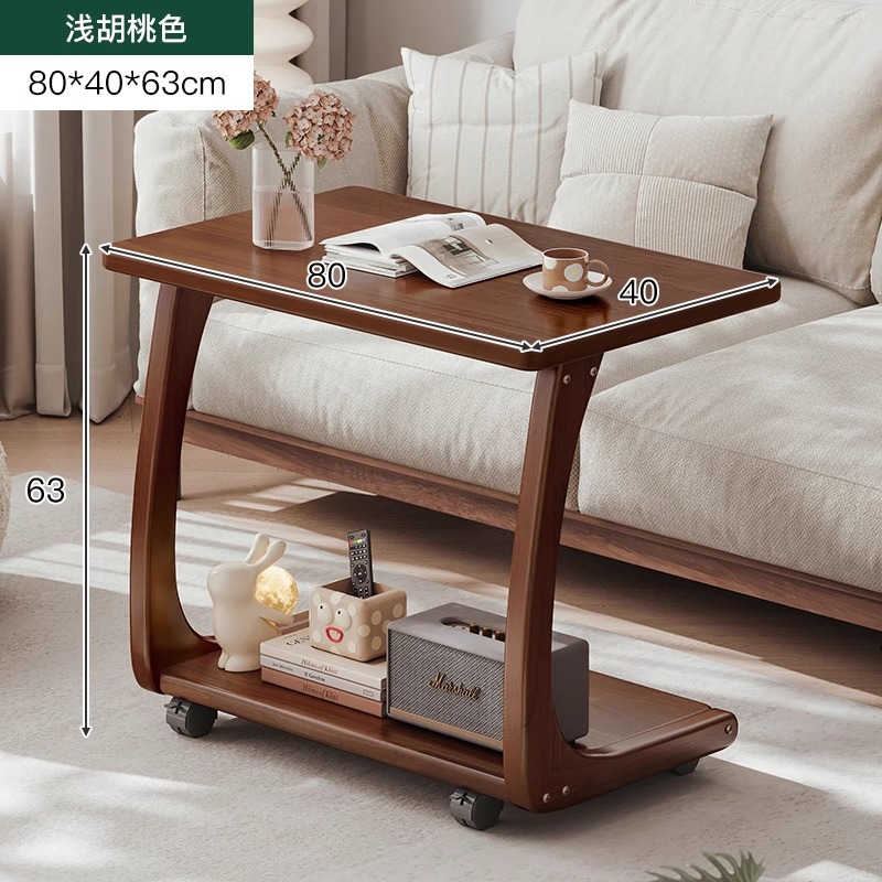 Mesa de cabecera de madera sólida dormitorio doméstico pequeño estante de cama ultra estrecho creativo de hendidura móvil gabinete pequeño carro