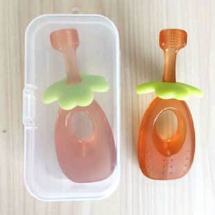 　 3D Toddler Milk Toothbrush Soft-Bristled Baby Newborn Oral Cleaner Bezel Silicone Toothbrush Baby