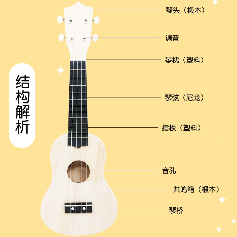 Укулеле с грифом, гитара, набор материалов, деревянные музыкальные инструменты, игрушка ко Дню матери, DIY, граффити
