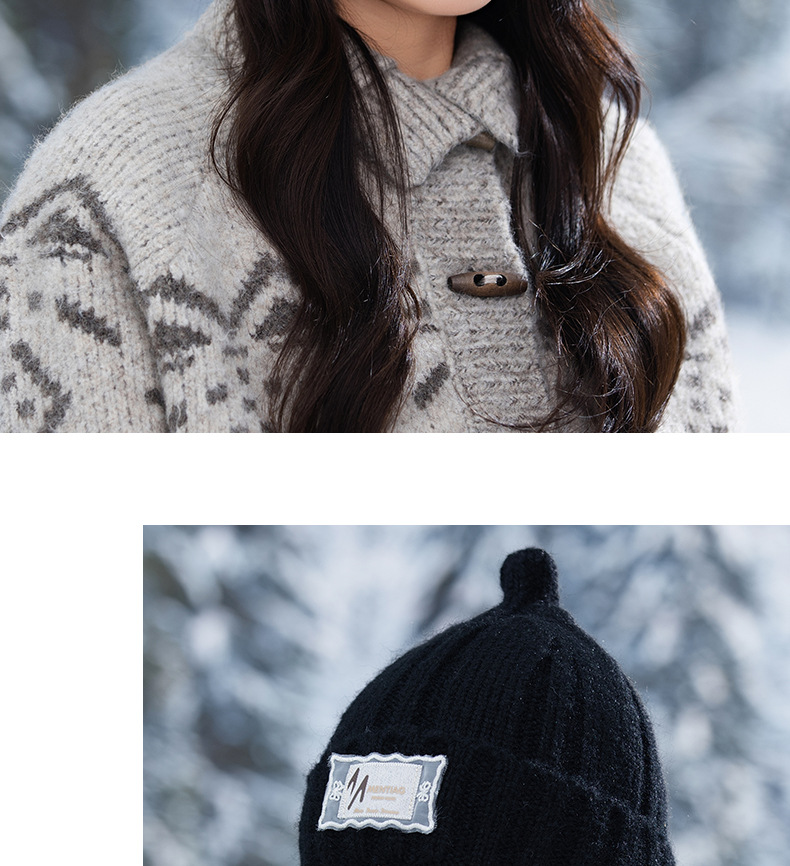 Dames gebreide wollen muts warme wintermuts met oorbescherming_voghion.com