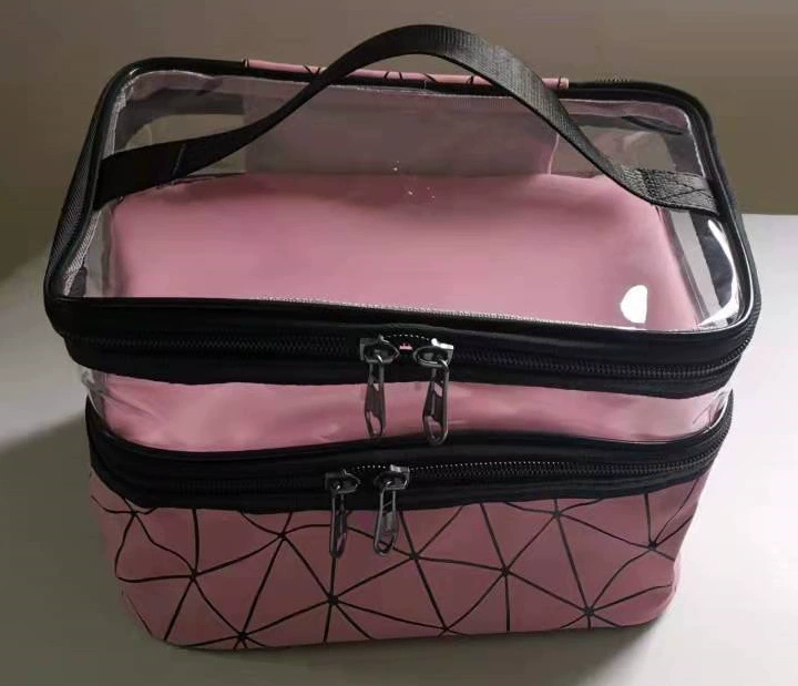Handheld Cosmetic Bag, Universal Storage System, Double-Layer 25×20×2 cm Portable Organizer