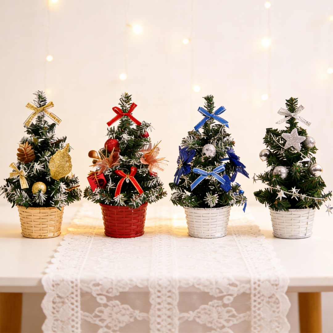 Decoraciones para árboles de Navidad, venta directa de fábrica, mini adornos de árboles artificiales, regalos navideños familiares, 20 cm, escritorio